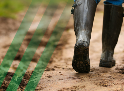 Wellies on a muddy path