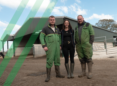  Oxbury customers, Tom and Dan Mitchell of Fields Farm and Oxbury, Senior Agricultural Relationship Manager, Mel Shipley