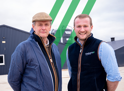 Oxbury customer, Julian Taylor of Home Farm with Senior Agricultural Relationship Manager, George Lane